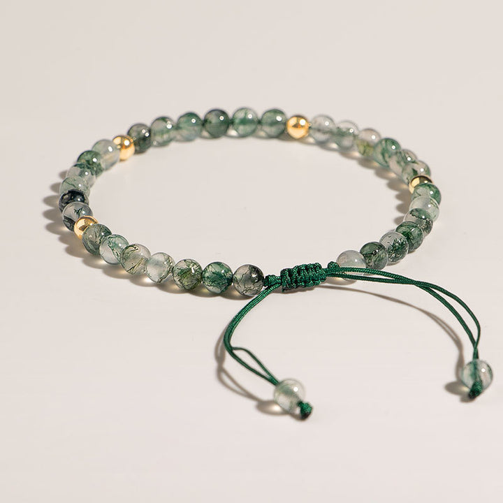 Olivenorma Moss Agate 4mm Beaded Adjustable Bracelet - image 2