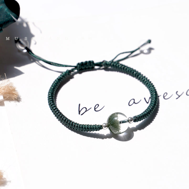 Olivenorma 8-14mm Green Phantom Quartz Beads Pendant Braided Bracelet - 11mm Green Phantom Quartz - image 0