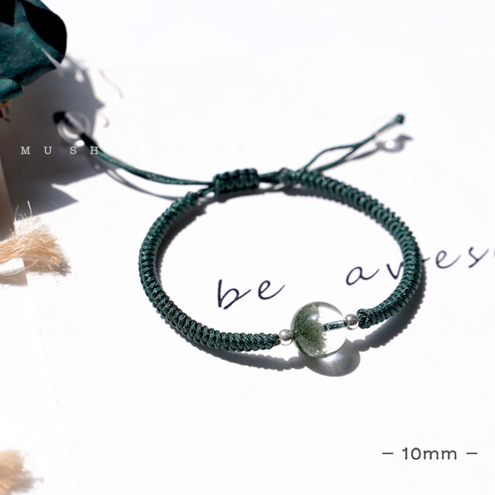 Olivenorma 8-14mm Green Phantom Quartz Beads Pendant Braided Bracelet - 10mm Green Phantom Quartz - image 4