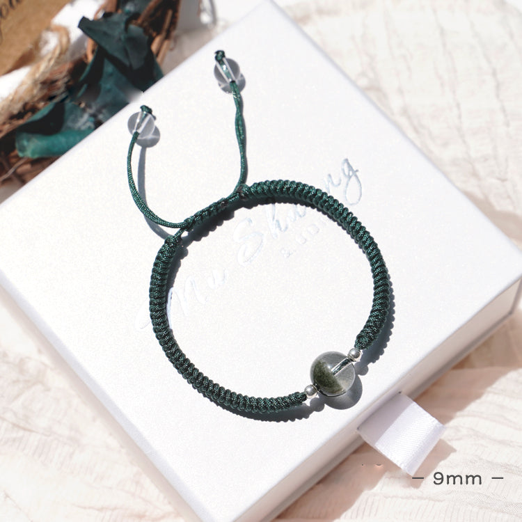 Olivenorma 8-14mm Green Phantom Quartz Beads Pendant Braided Bracelet - 9mm Green Phantom Quartz - image 3