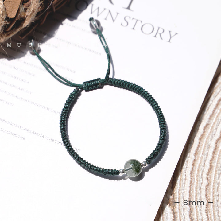 Olivenorma 8-14mm Green Phantom Quartz Beads Pendant Braided Bracelet - 8mm Green Phantom Quartz - image 2