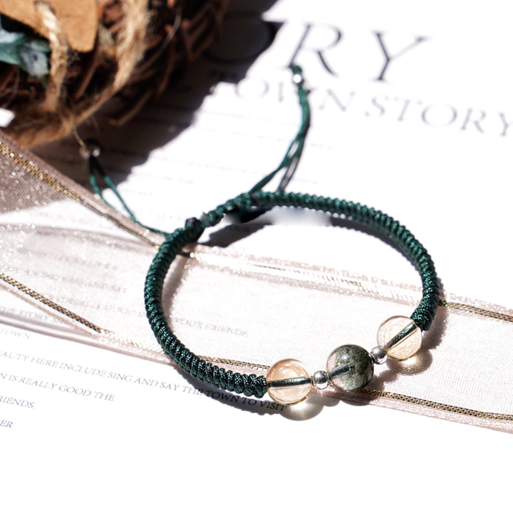 Olivenorma 8-14mm Green Phantom Quartz Beads Pendant Braided Bracelet - 8mm Green Phantom Quartz&Citrine - image 6