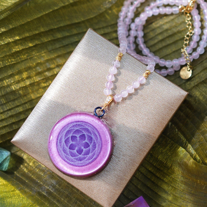Olivenorma "Venus" Strawberry Rose Quartz Orgone Necklace - Strawberry Quartz & Rose Quartz Chain - image 0