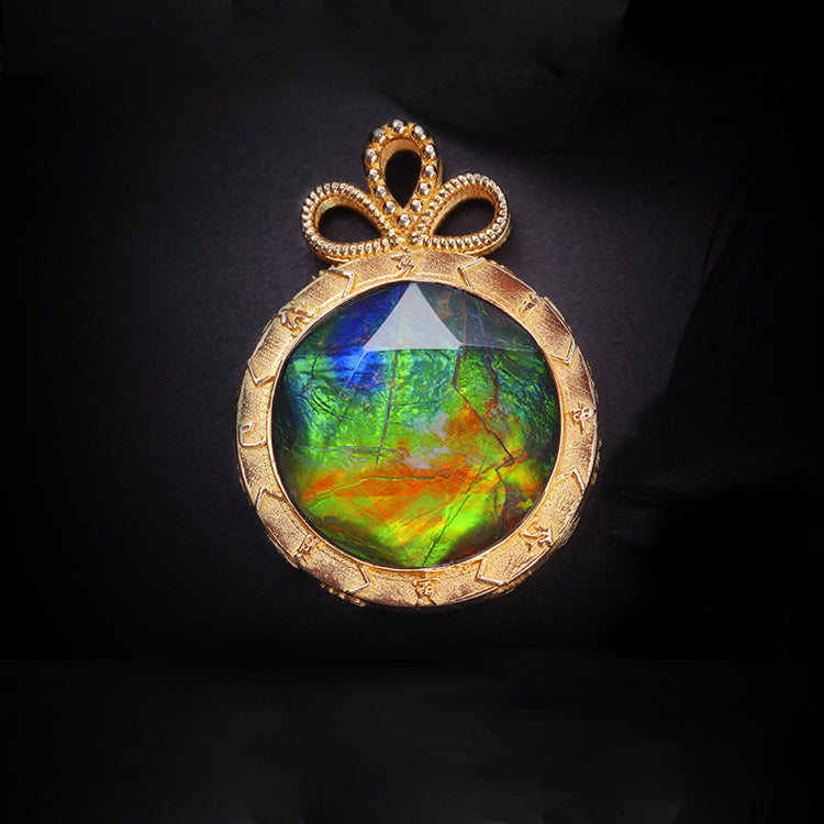 Olivenorma Natural Ammolite 925 Silver Necklace - image 7