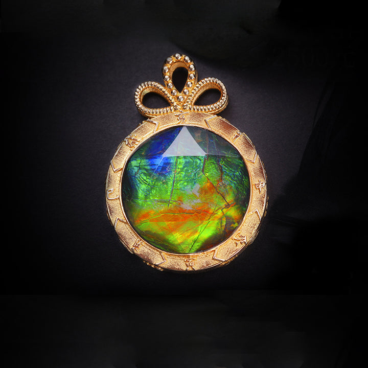 Olivenorma Natural Ammolite 925 Silver Necklace - image 7