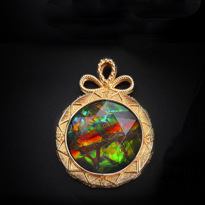 Olivenorma Natural Ammolite 925 Silver Necklace - image 8
