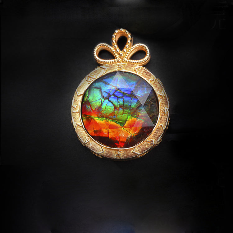 Olivenorma Natural Ammolite 925 Silver Necklace - image 4