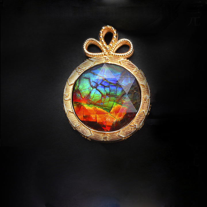 Olivenorma Natural Ammolite 925 Silver Necklace - image 4