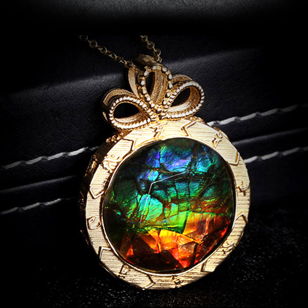 Olivenorma Natural Ammolite 925 Silver Necklace - image 2