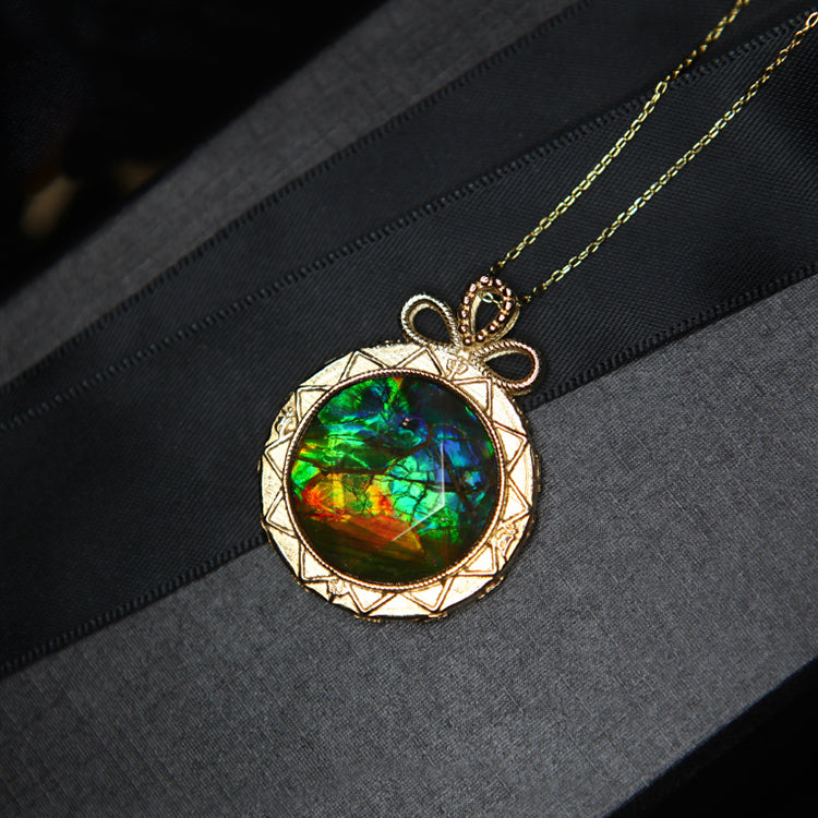 Olivenorma Natural Ammolite 925 Silver Necklace - image 3