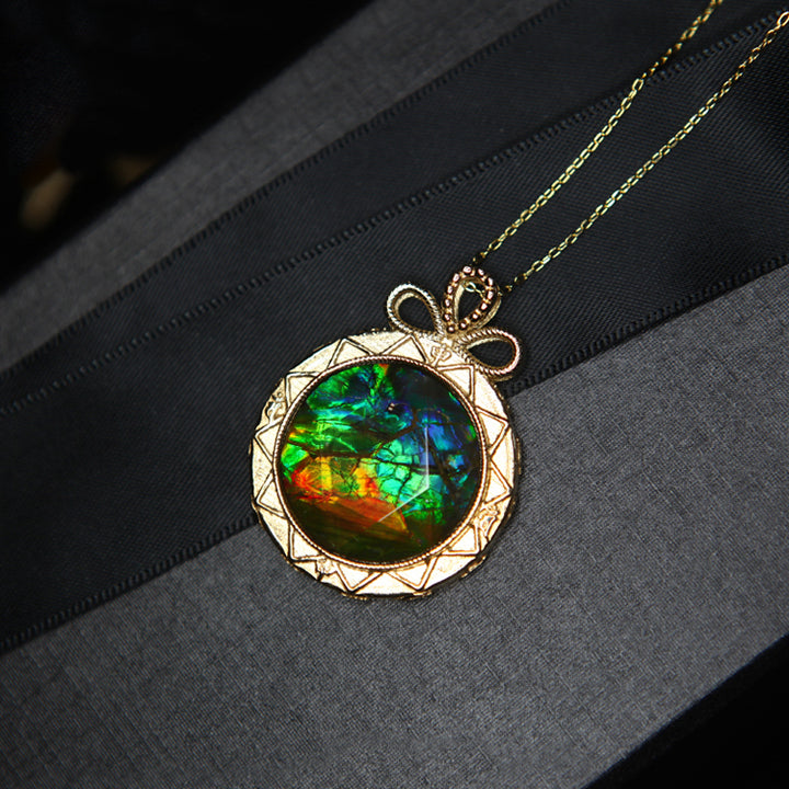 Olivenorma Natural Ammolite 925 Silver Necklace - image 3