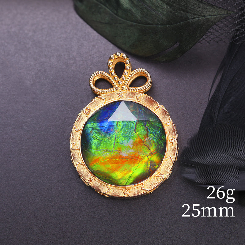 Olivenorma Natural Ammolite 925 Silver Necklace - Ammolite#2 - image 6
