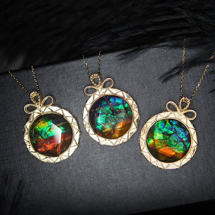 Olivenorma Natural Ammolite 925 Silver Necklace - image 10