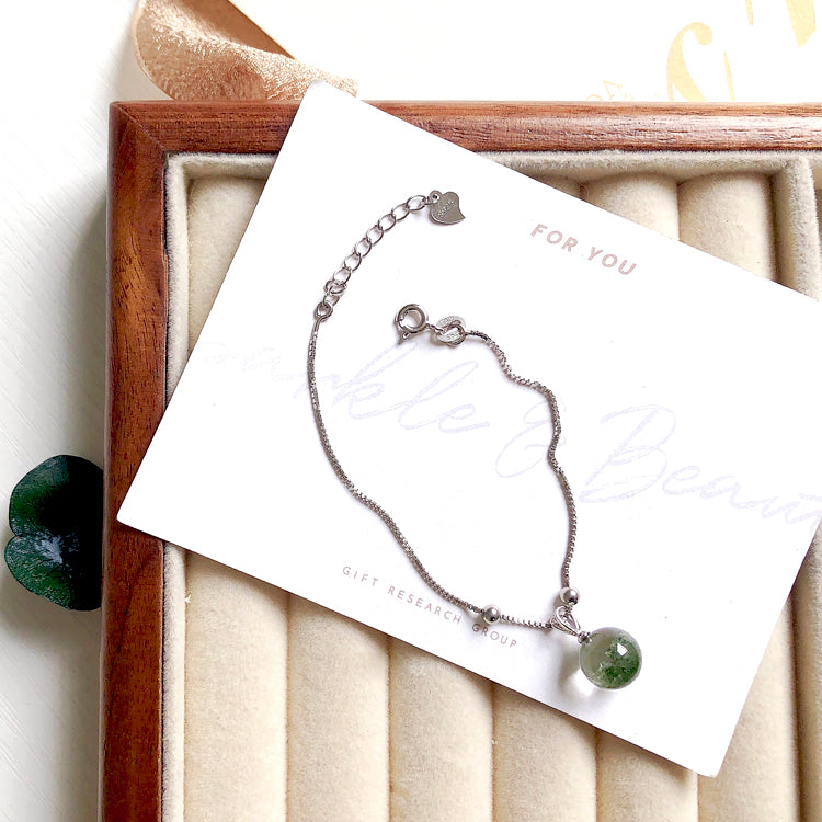 Olivenorma Green Phantom Quartz Sterling Silver Bracelet Necklace - 8mm Green Phantom Quartz Bracelet - image 4