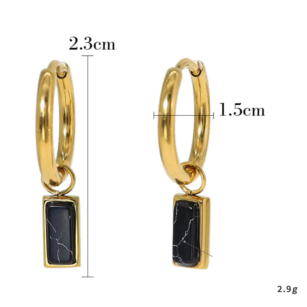 Olivenorma Natural Turquoise Rectangular Pendant Earrings - image 12