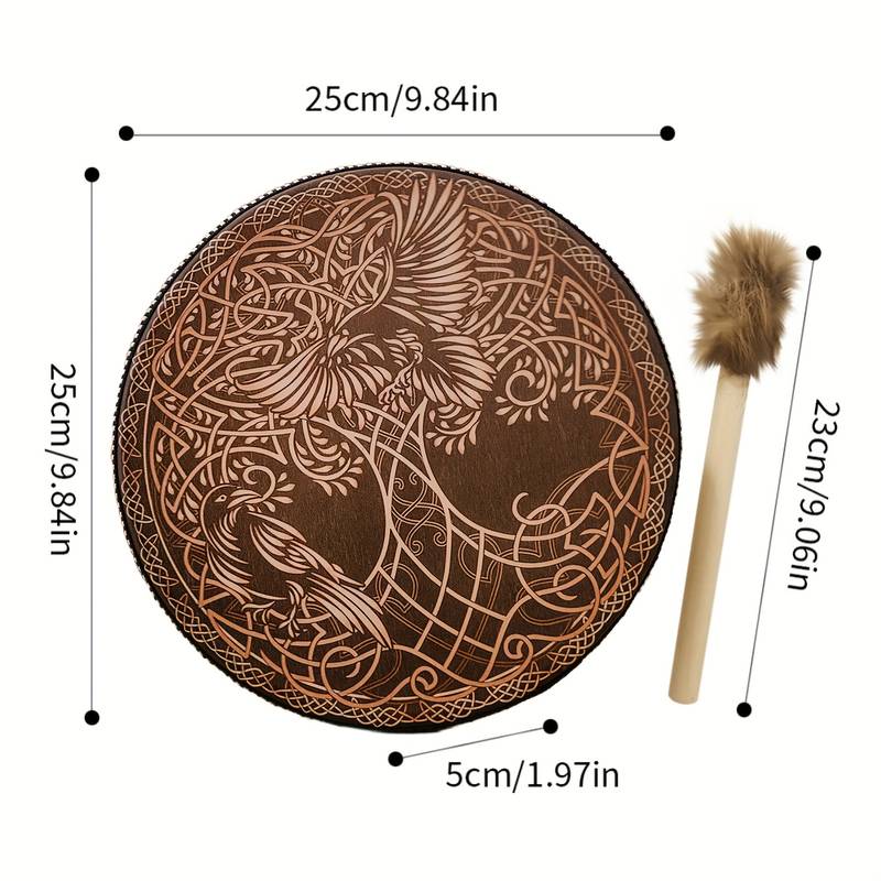 Olivenorma Shaman Viking Tree Of Life 2 Birds Print Drum - image 14