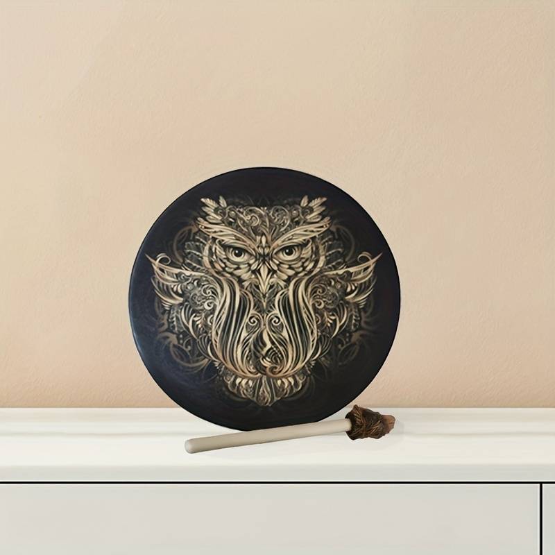 Olivenorma Handcrafted Shamanic Siberian Owl Print Drum - image 2