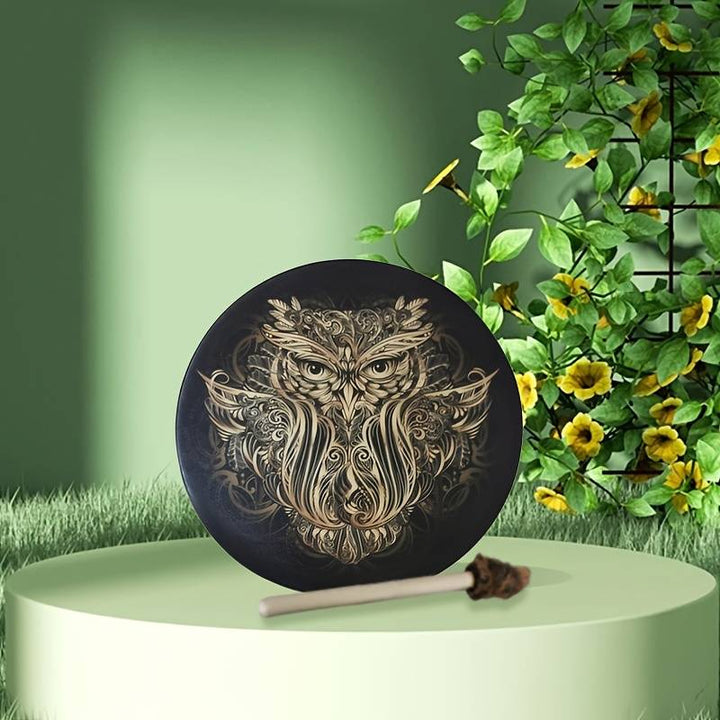 Olivenorma Handcrafted Shamanic Siberian Owl Print Drum - image 3