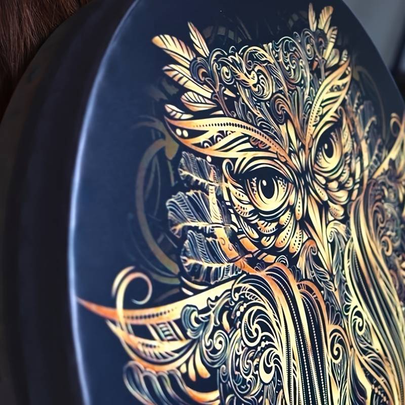 Olivenorma Handcrafted Shamanic Siberian Owl Print Drum - image 4