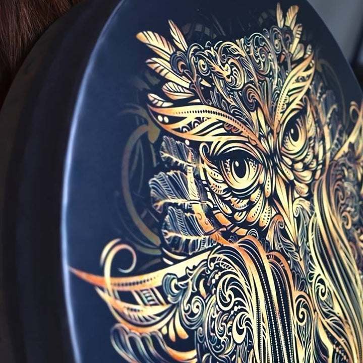 Olivenorma Handcrafted Shamanic Siberian Owl Print Drum - image 4