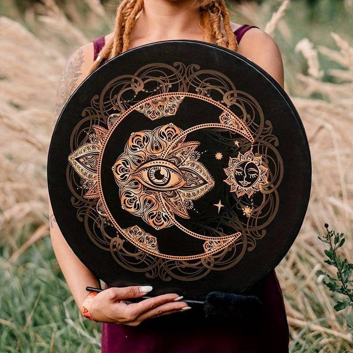 Olivenorma Moon Sun Evil Eye Print Shaman Drum - Moon Sun&Evil Eye - image 0