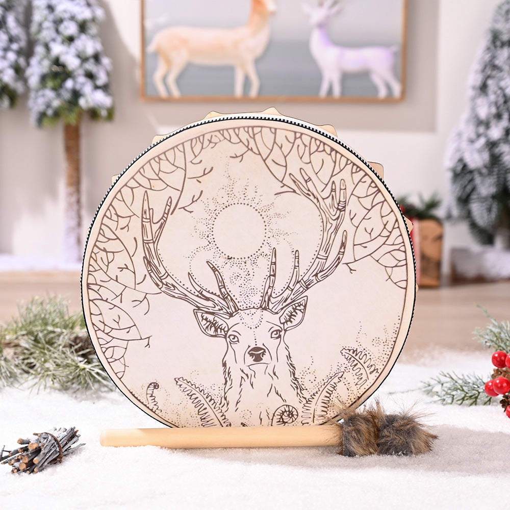Olivenorma Handcrafted Shamanic Siberian Elk Print Drum - Elk - image 0
