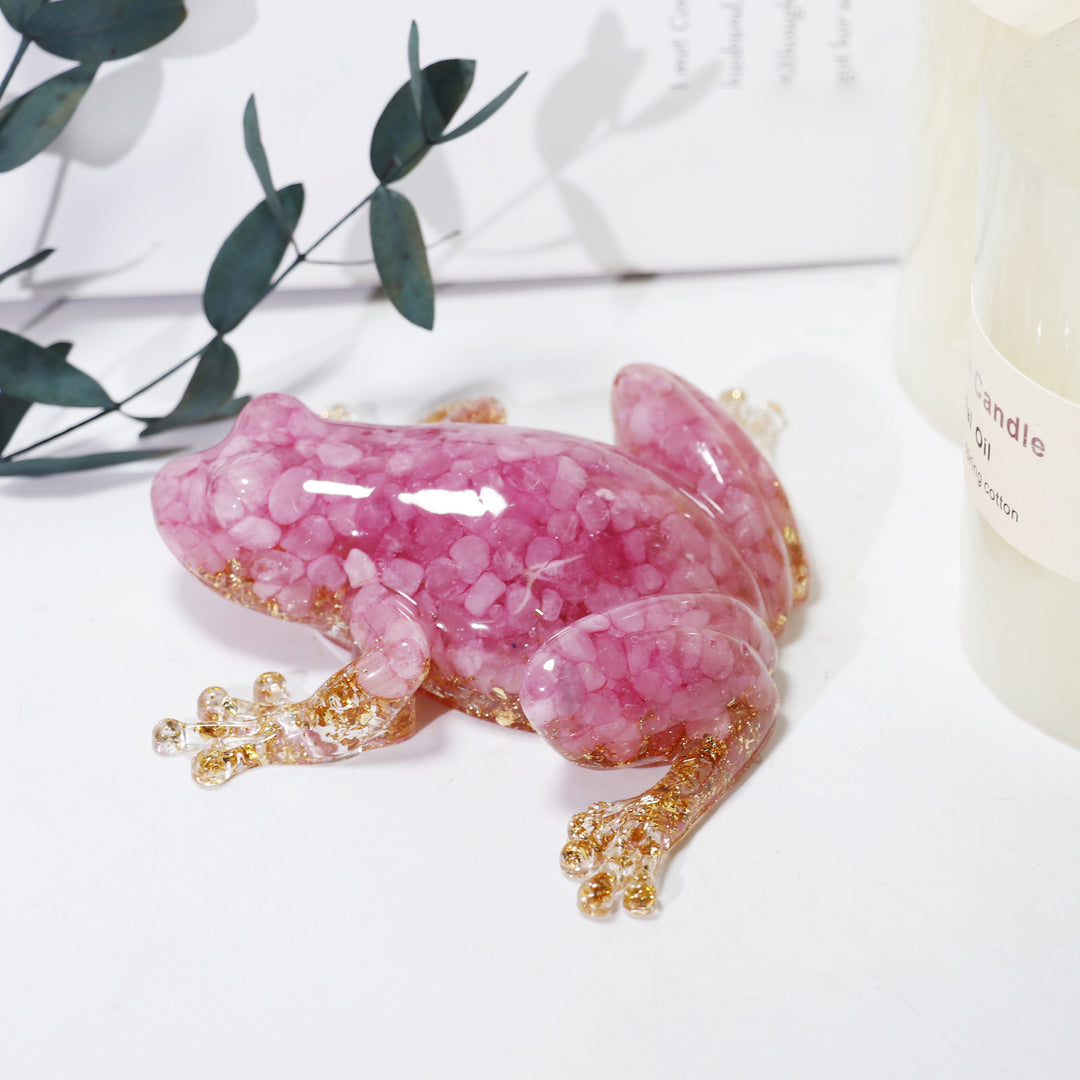 Olivenorma Crystal Resin Frog Ornament For Energy Cleansing And Harmony Gemstone Decoration - Pink Crystal - image 9