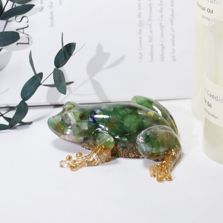 Olivenorma Crystal Resin Frog Ornament For Energy Cleansing And Harmony Gemstone Decoration - Green Cat's Eye Stone - image 11