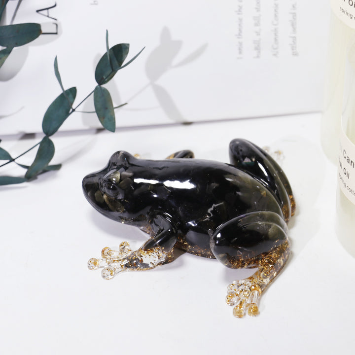 Olivenorma Crystal Resin Frog Ornament For Energy Cleansing And Harmony Gemstone Decoration - Obsidian - image 13
