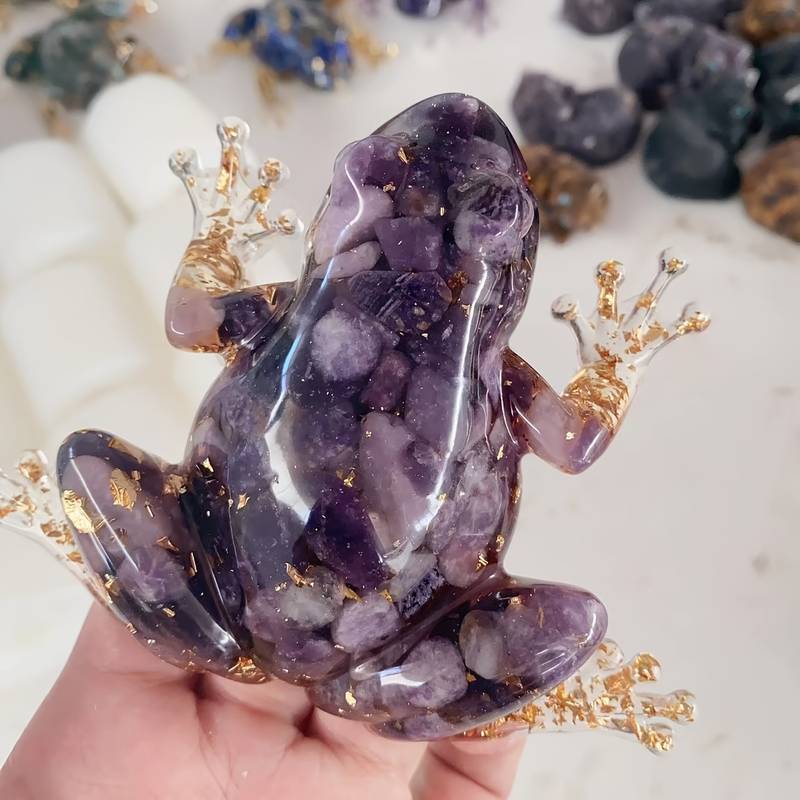 Olivenorma Crystal Resin Frog Ornament For Energy Cleansing And Harmony Gemstone Decoration - Charoite - image 19