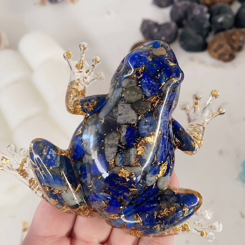 Olivenorma Crystal Resin Frog Ornament For Energy Cleansing And Harmony Gemstone Decoration - Lapis Lazuli - image 27