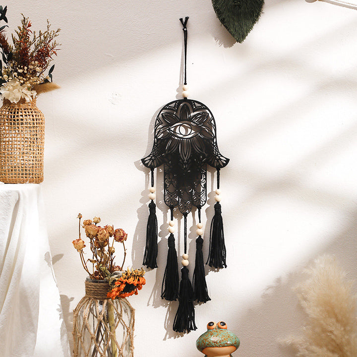 Olivenorma Hamsa Evil Eye Wooden Tassel Crafts Wall Decor - Hamsa&Evil Eye - image 0