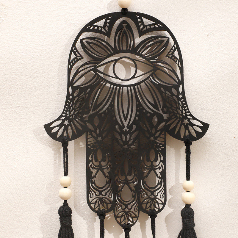 Olivenorma Hamsa Evil Eye Wooden Tassel Crafts Wall Decor - image 2