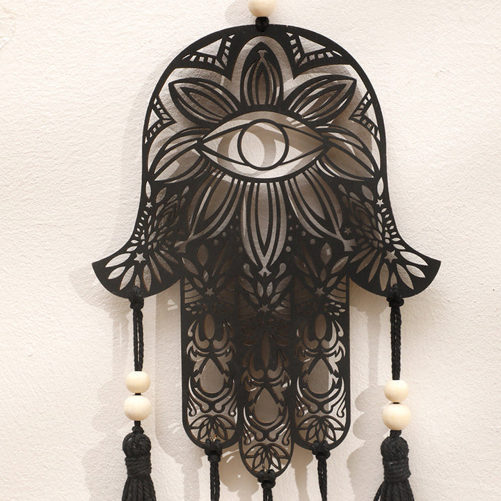 Olivenorma Hamsa Evil Eye Wooden Tassel Crafts Wall Decor - image 2