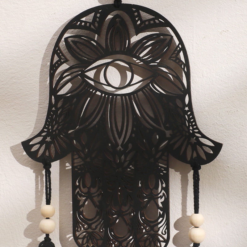 Olivenorma Hamsa Evil Eye Wooden Tassel Crafts Wall Decor - image 3