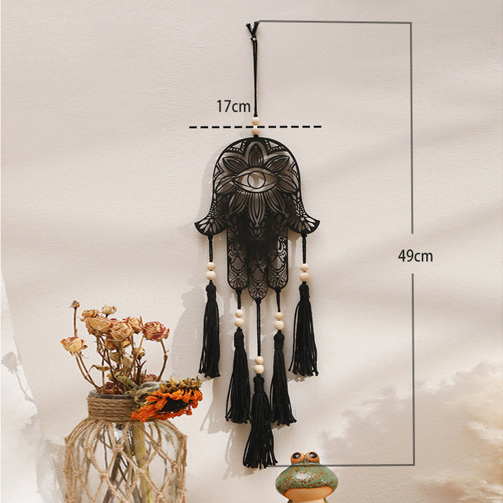 Olivenorma Hamsa Evil Eye Wooden Tassel Crafts Wall Decor - image 5