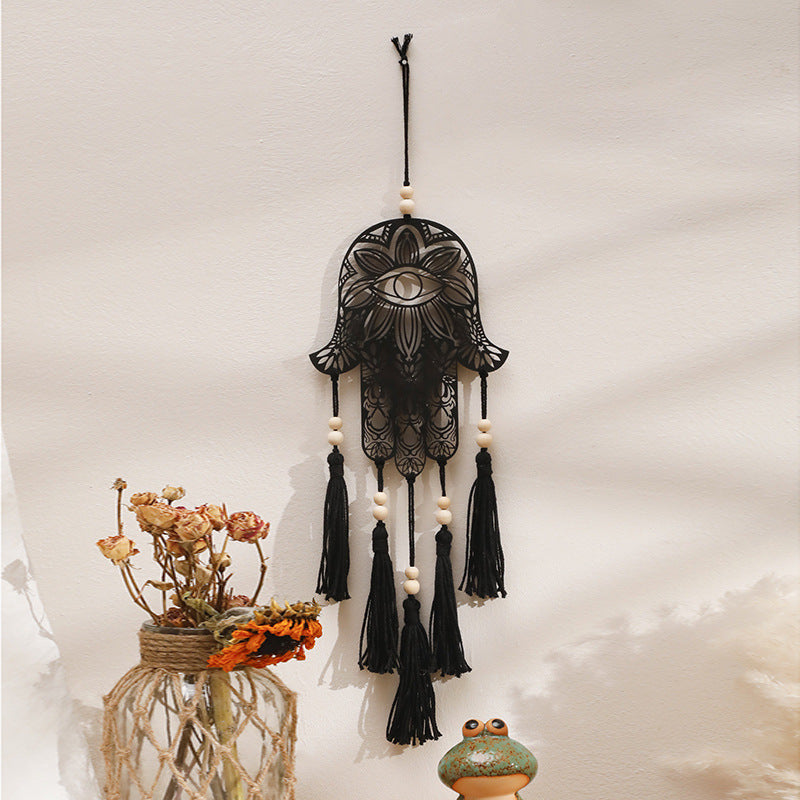 Olivenorma Hamsa Evil Eye Wooden Tassel Crafts Wall Decor - image 1