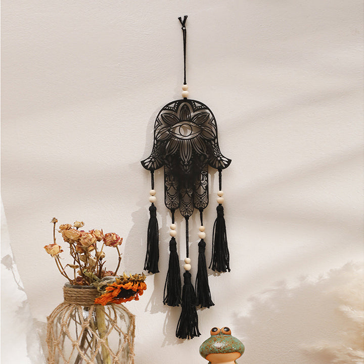 Olivenorma Hamsa Evil Eye Wooden Tassel Crafts Wall Decor - image 1