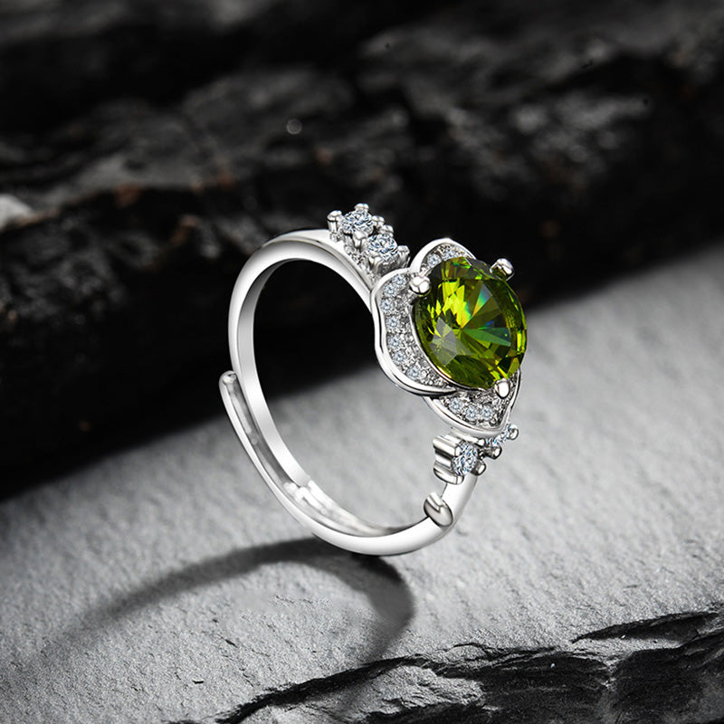 Olivenorma "The Instant Heartbeat" - Peridot with Zircon Empathy Ring - image 1