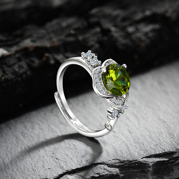 Olivenorma "The Instant Heartbeat" - Peridot with Zircon Empathy Ring - image 1
