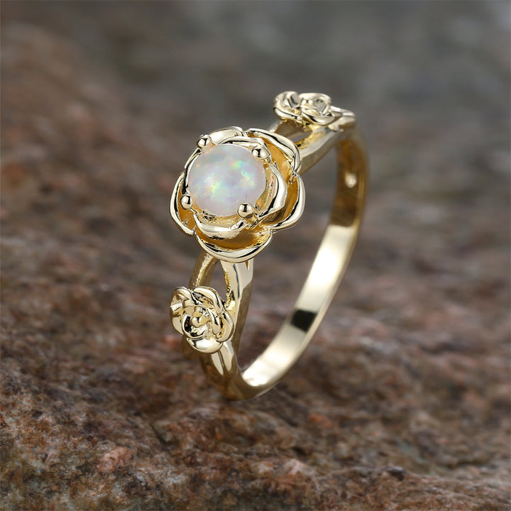 Olivenorma "Rose Of Love" Unique Opal Ring  - White Opal#Gold - 9 - image 5