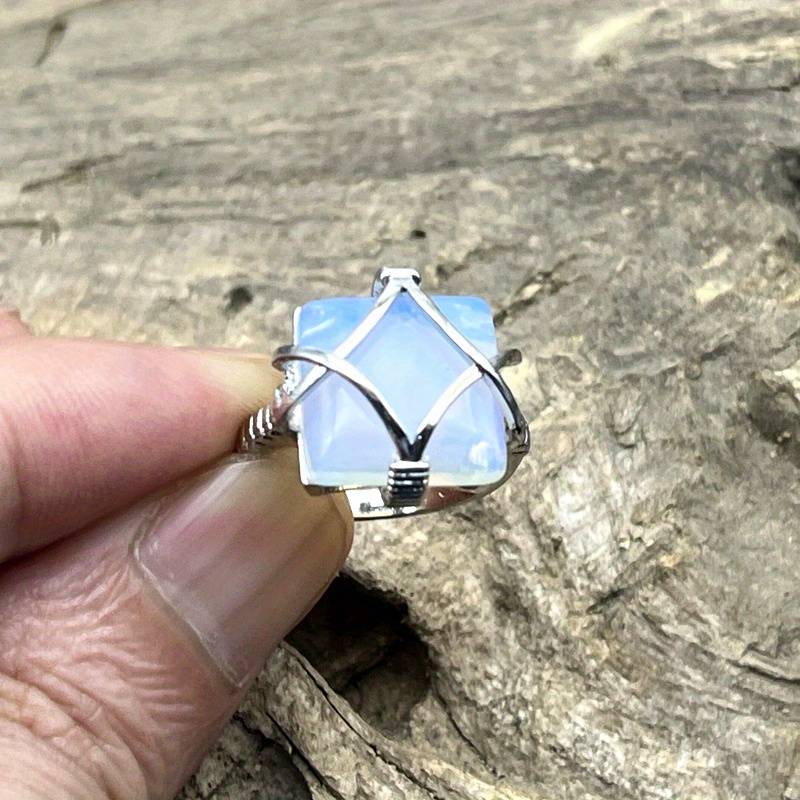 Olivenorma White Opalite Engagement Party Ring - image 1