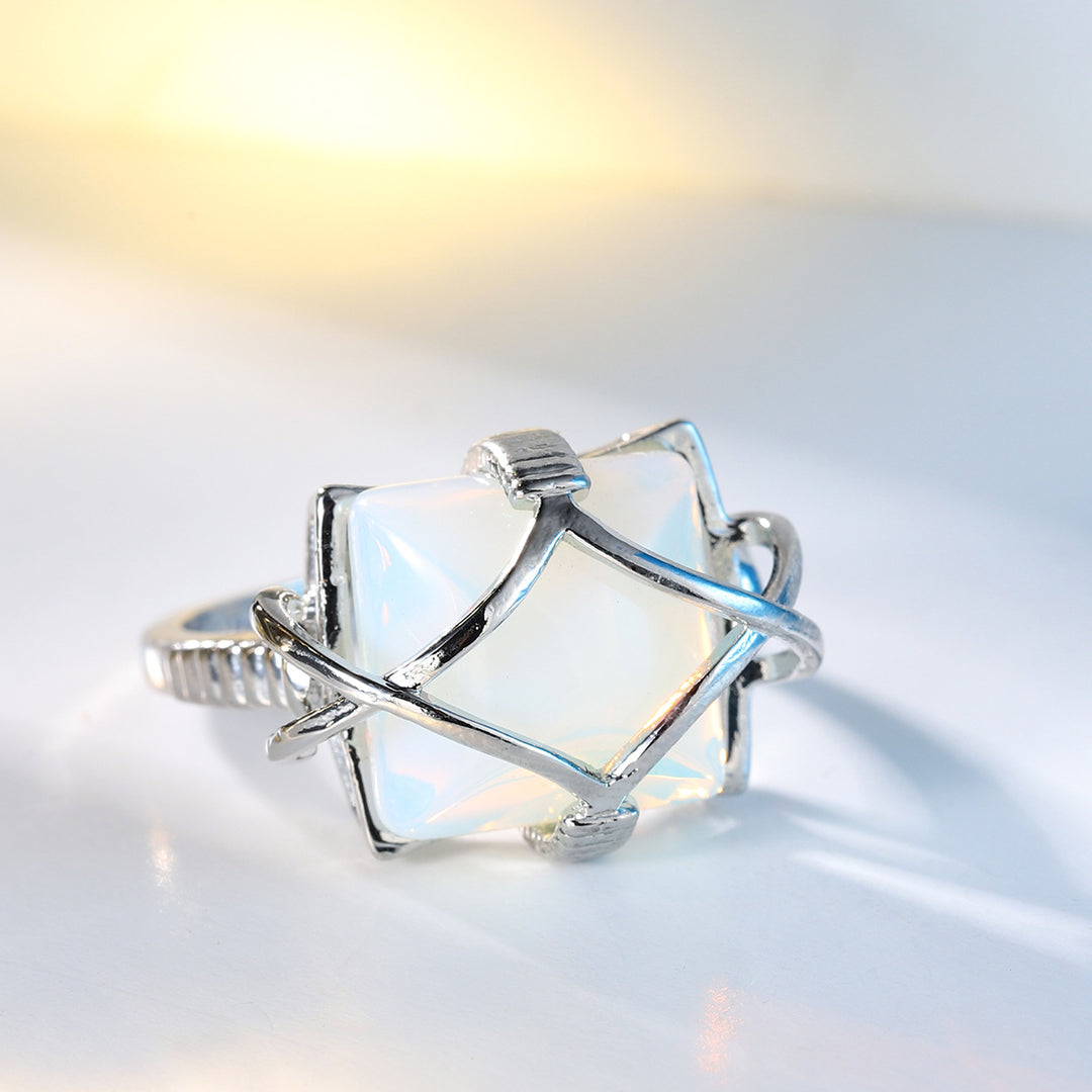 Olivenorma White Opalite Engagement Party Ring - image 4