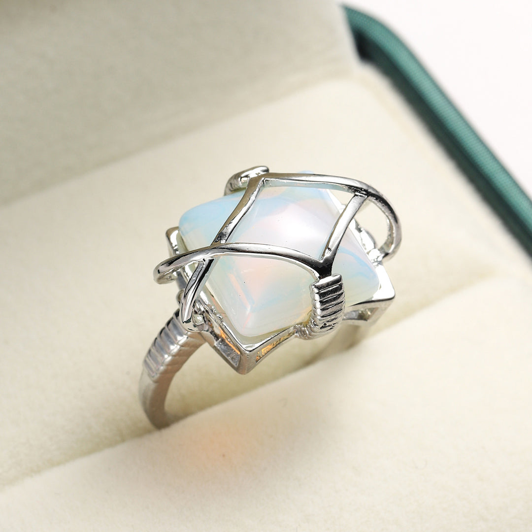Olivenorma White Opalite Engagement Party Ring - image 3