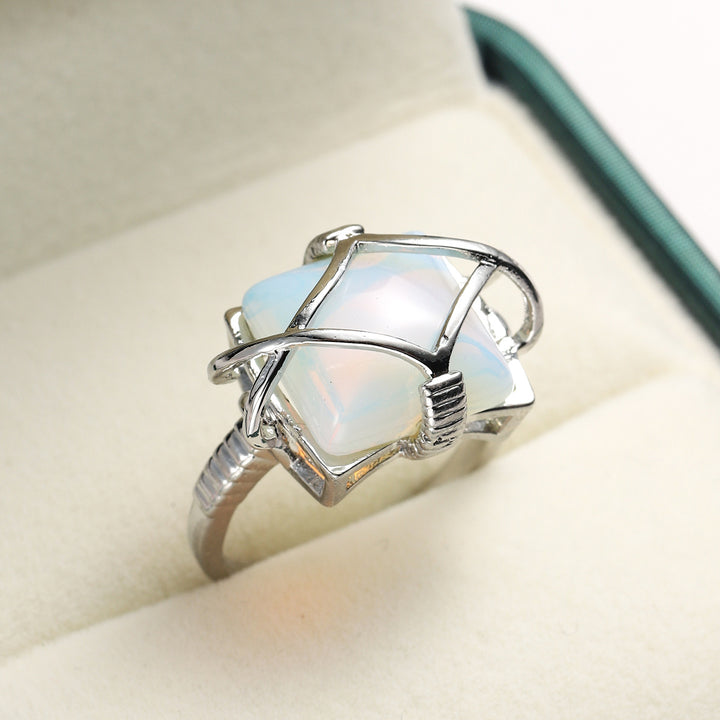 Olivenorma White Opalite Engagement Party Ring - image 3
