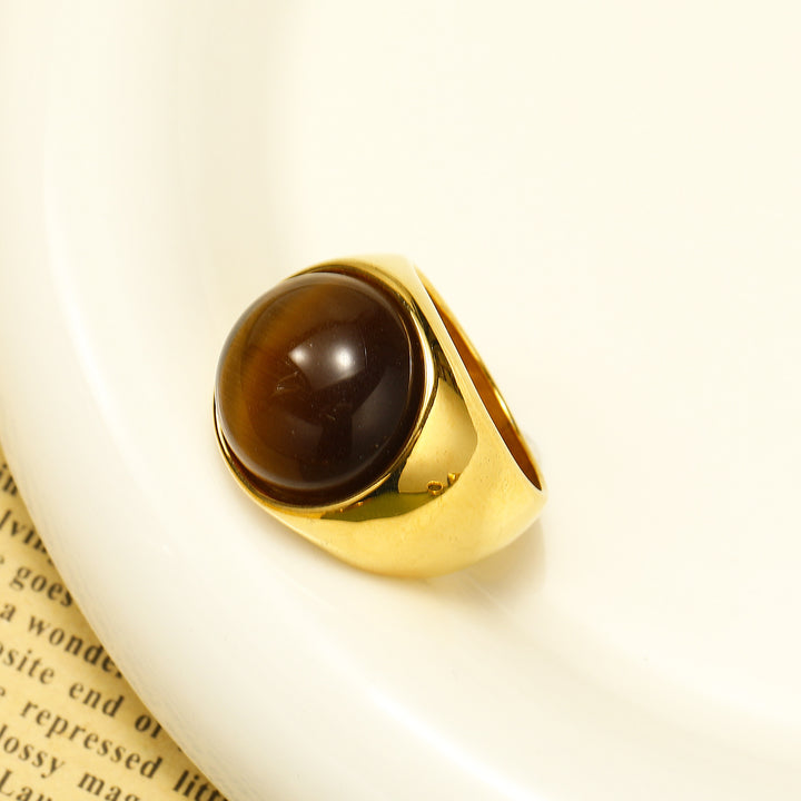 Olivenorma Large Cat's Eye Stone Gemstone Ring - Tiger Eye - 13 - image 13