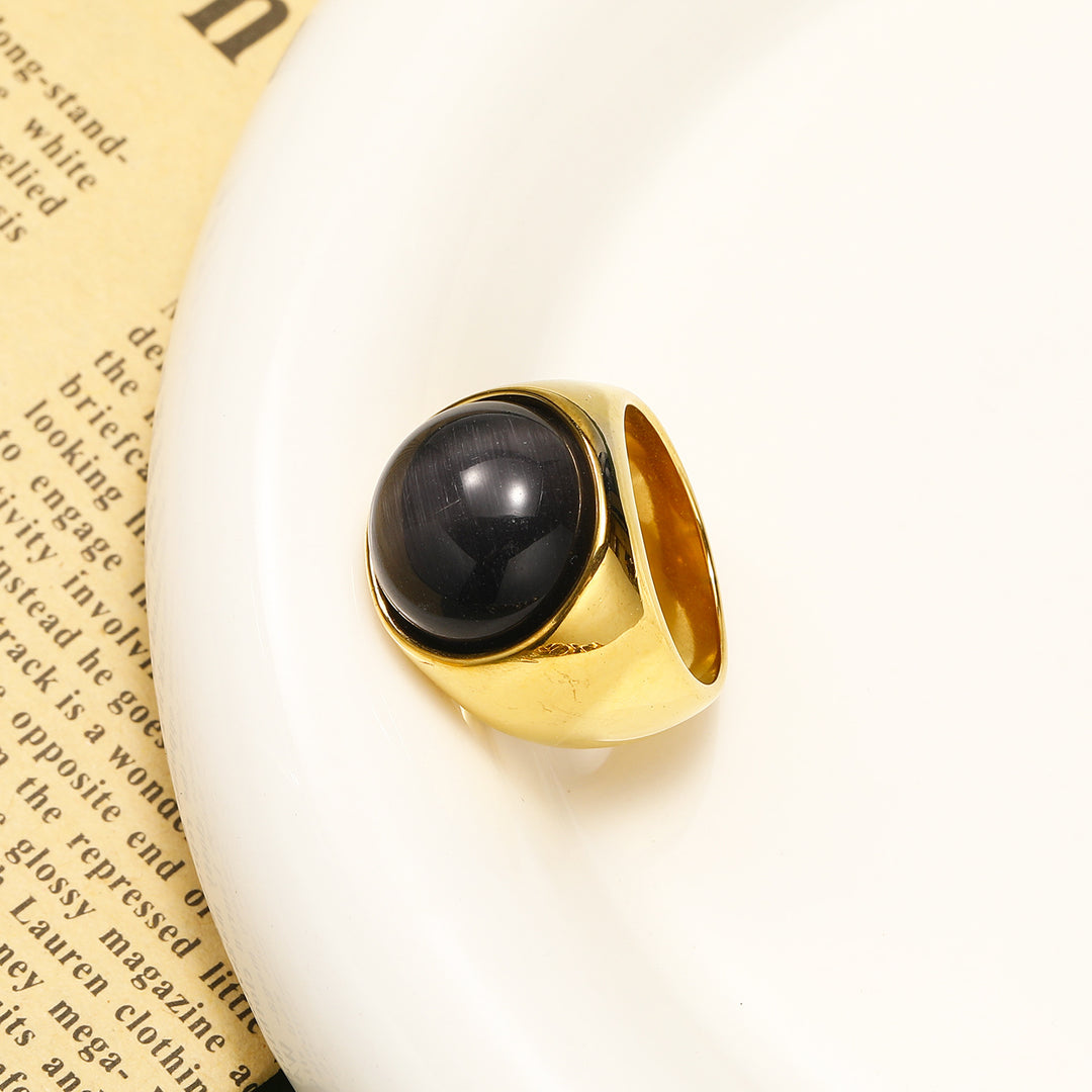 Olivenorma Large Cat's Eye Stone Gemstone Ring - Black Tourmaline - 13 - image 9
