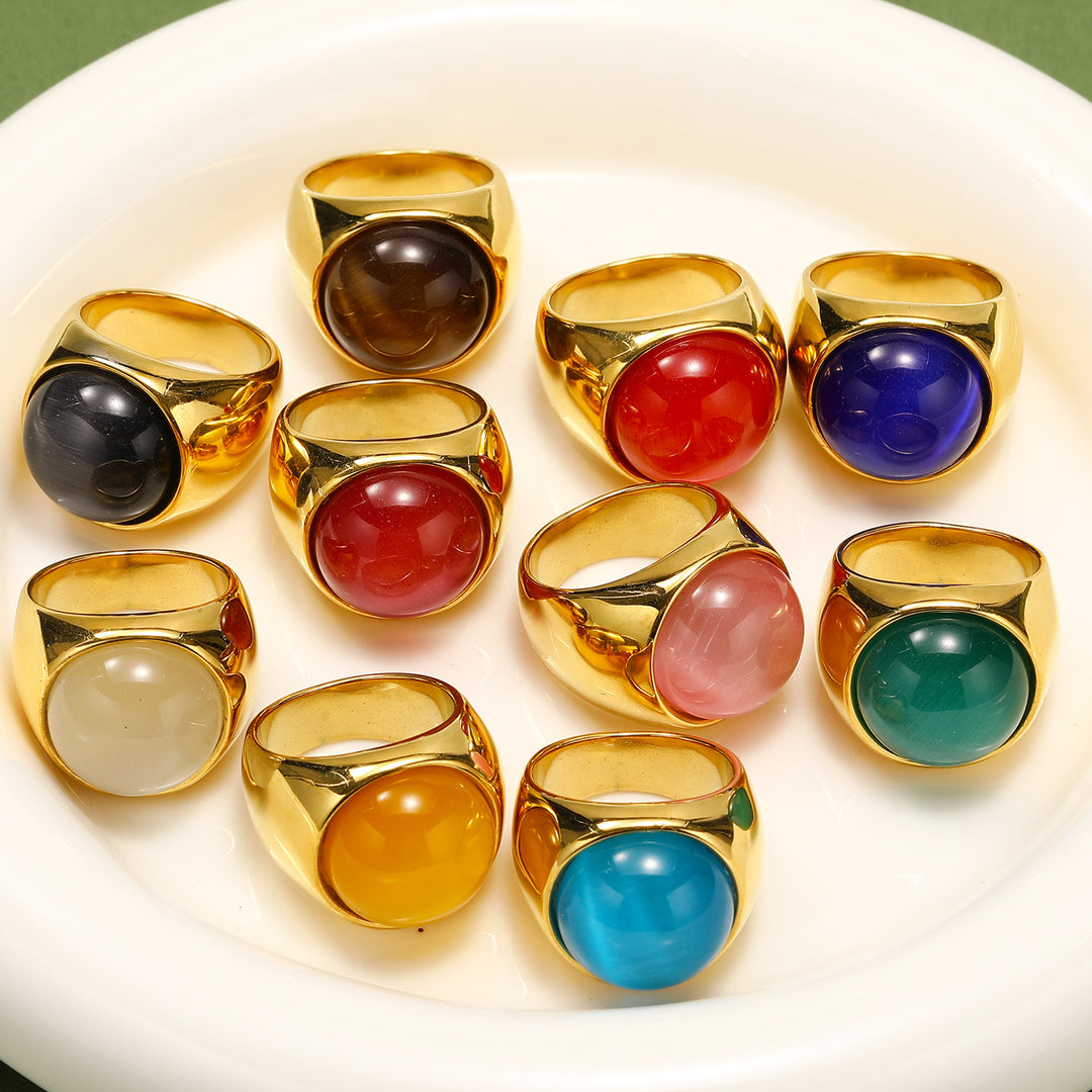 Olivenorma Large Cat's Eye Stone Gemstone Ring - image 19