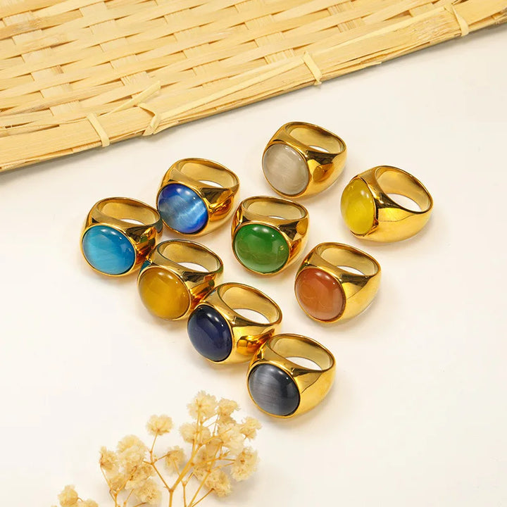 Olivenorma Large Cat's Eye Stone Gemstone Ring - image 18