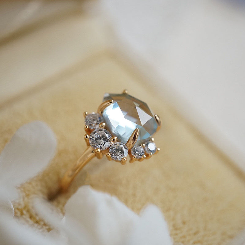 Olivenorma "The Eternal Bliss" - Aquamarine with Zircon Ring - Aquamarine - image 0